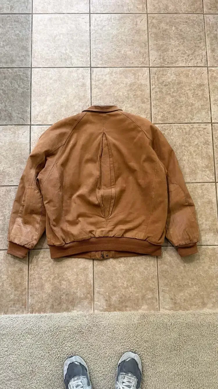 Vintage 90s Marlboro Adventure Team Brown Leather Jacket Size XL - Picture 4 of 4